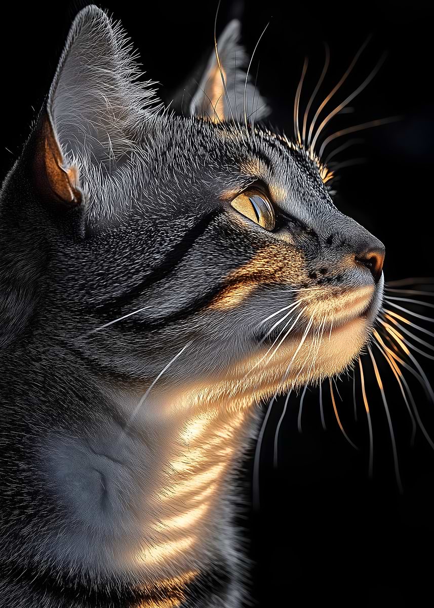 'Abyssinian Cat Portrait with Golden Light' Poster, picture, metal ...
