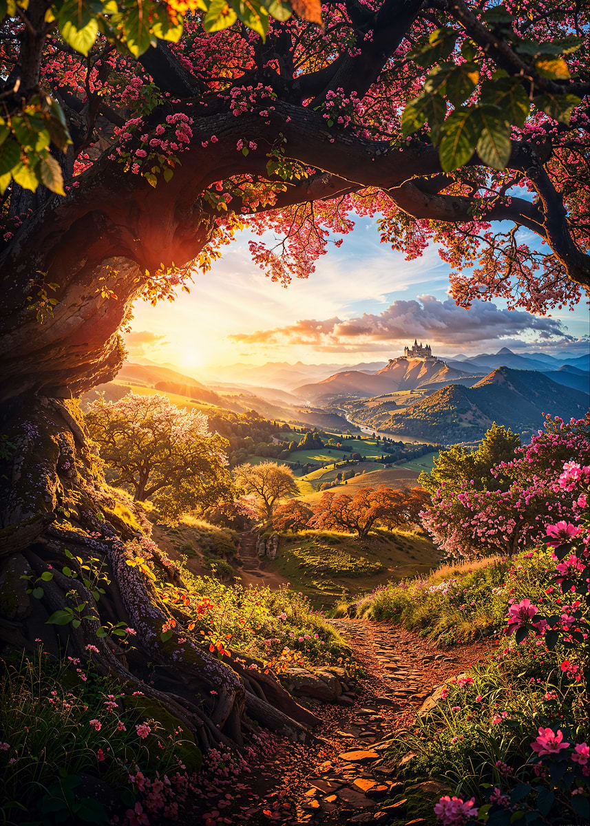 The Castle's Call — from the Forgotten Fantasy Realms collection, a Pixaverse metal print