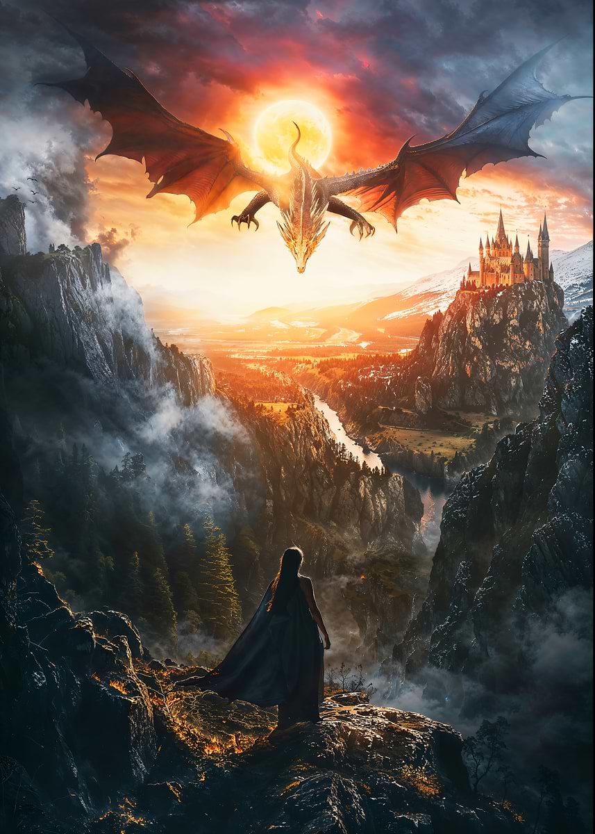 The Dragon's Legacy — from the Forgotten Fantasy Realms collection, a Pixaverse metal print