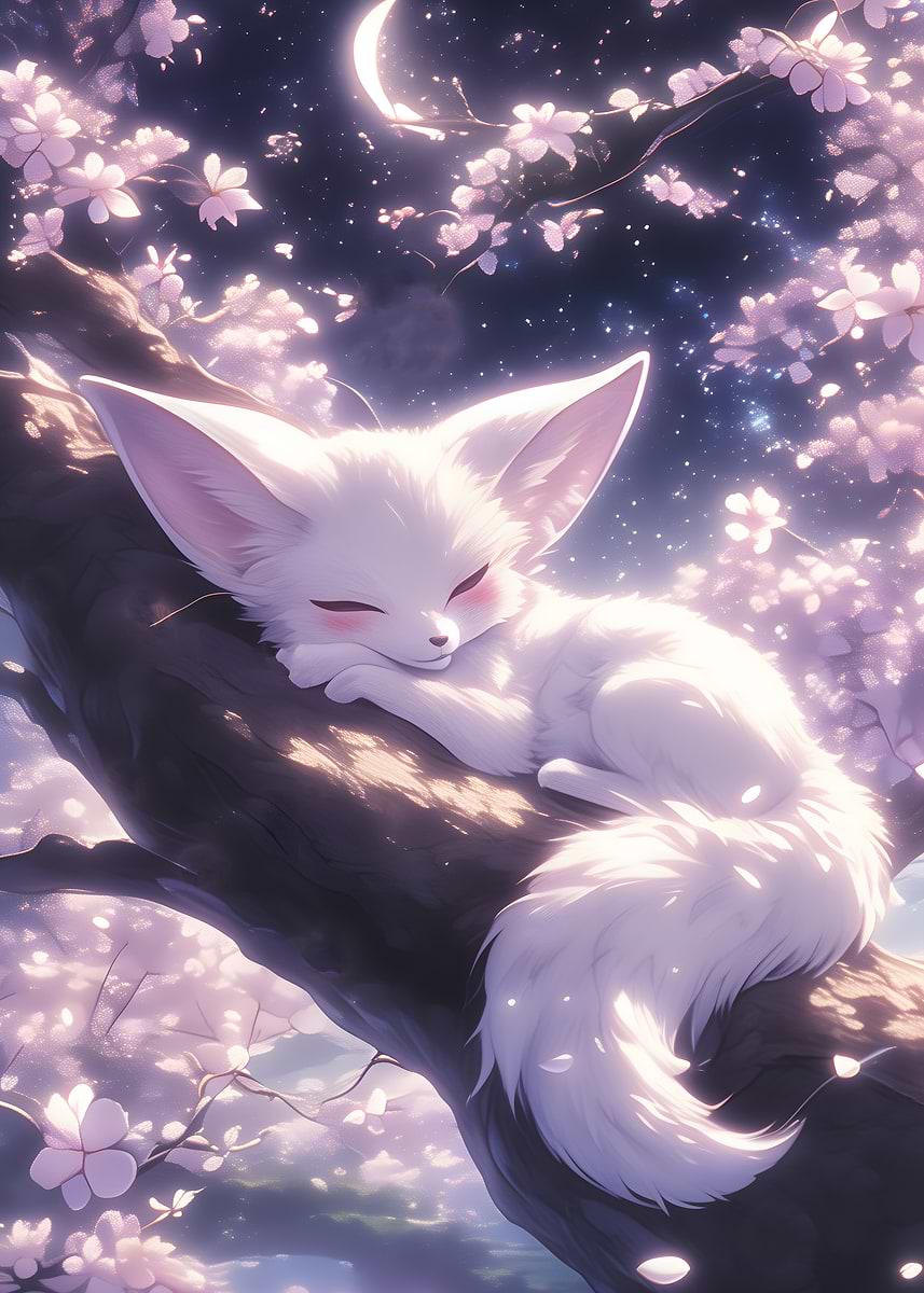 Sleeping Fennec Fox' Poster, picture, metal print, paint by