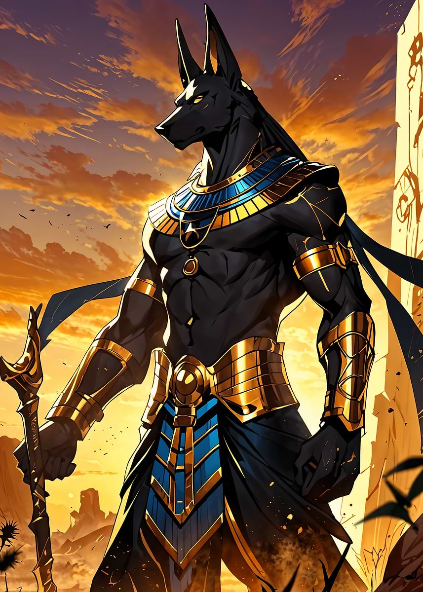 Anubis Egyptian God' Poster, picture, metal print, paint by