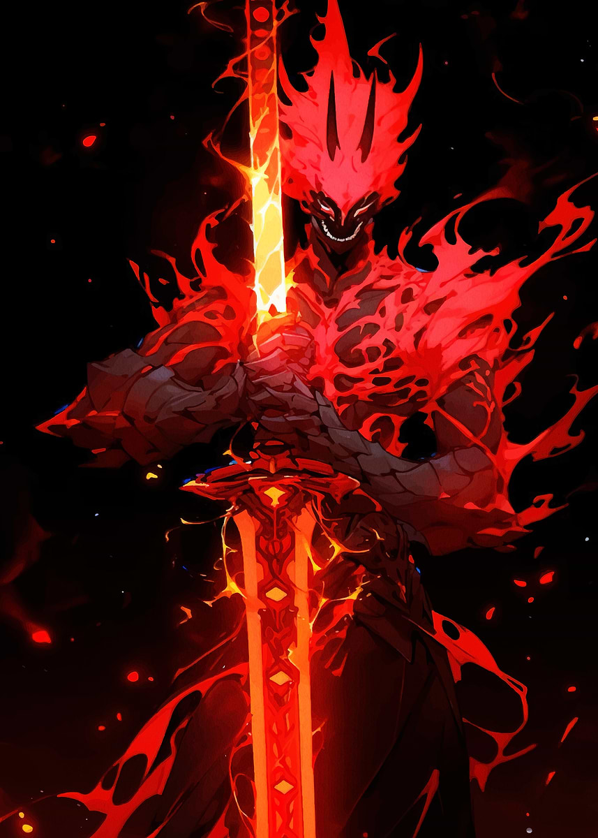 'Fiery Demon Warrior' Poster, picture, metal print, paint by Dulcie ...