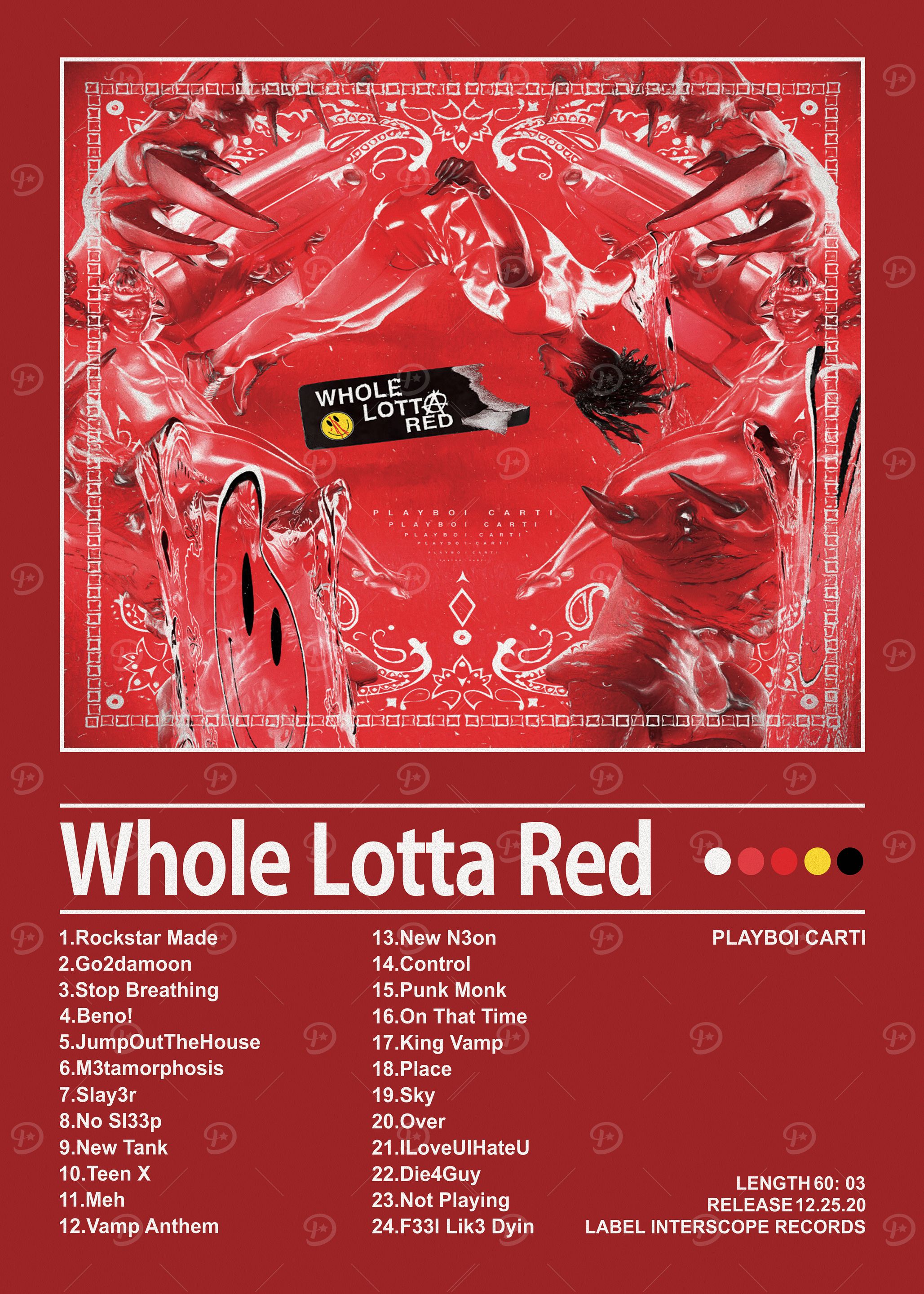 Playboi Carti Whole Lotta Red Album Cover' Poster, picture, metal