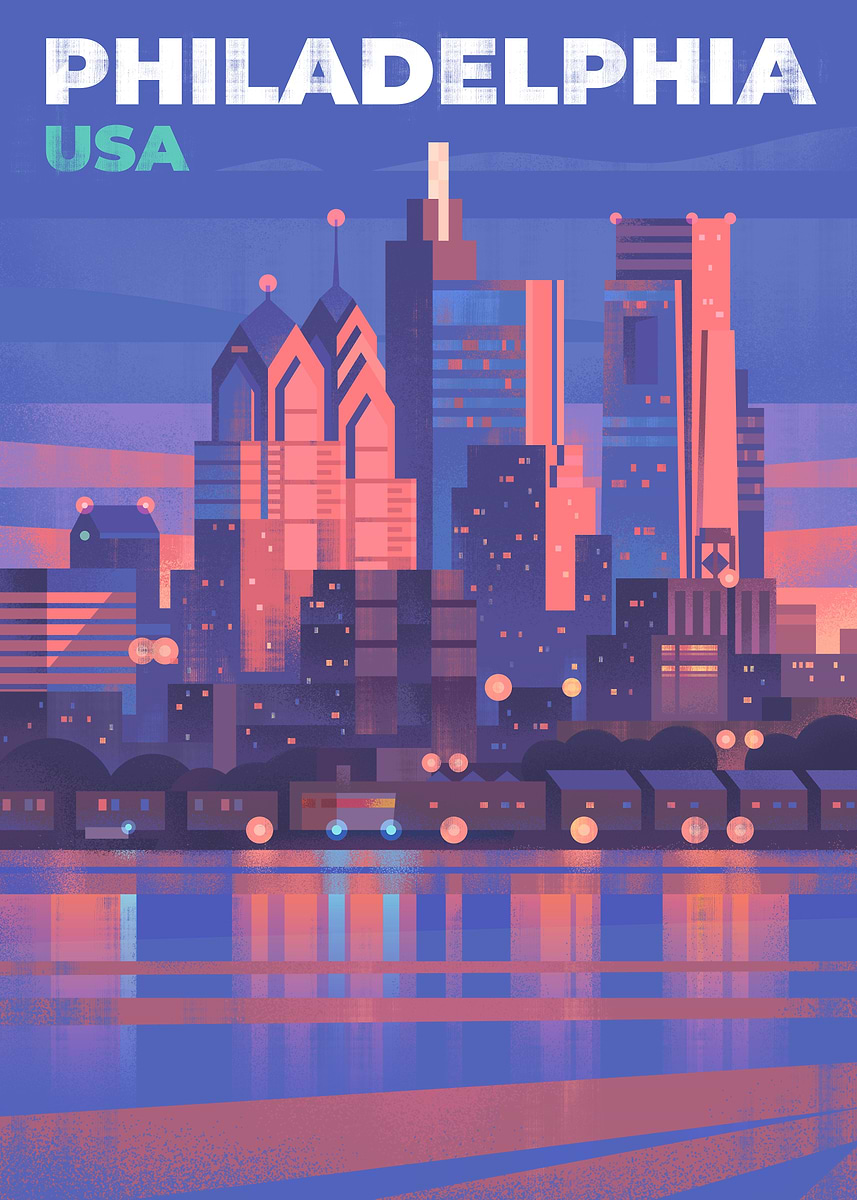 Philadelphia Graphics 'Philadelphia Skyline Illustration' Poster, picture, metal print, paint ...