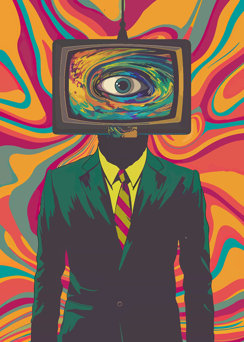 Trippy Weirdcore Retro Old Television' Poster, picture