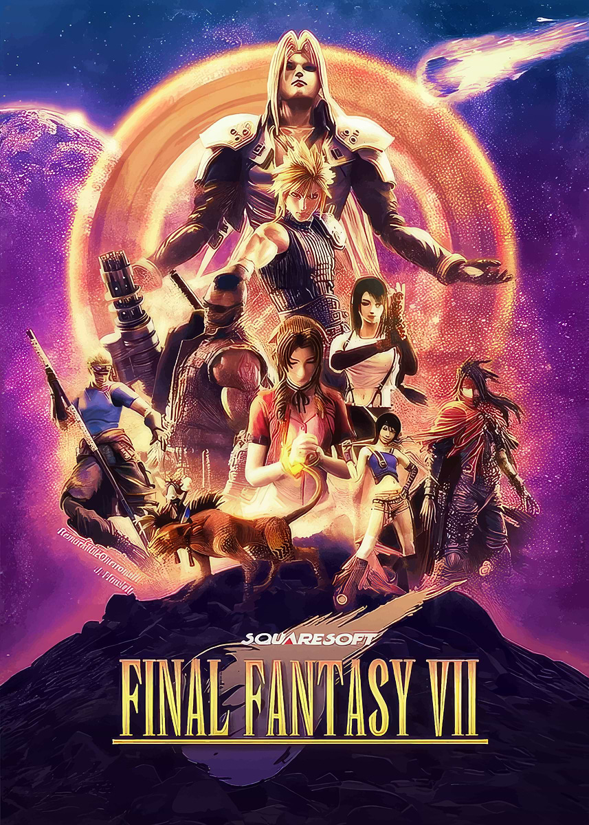 Final Fantasy VII Characters' Poster, picture, metal print, paint