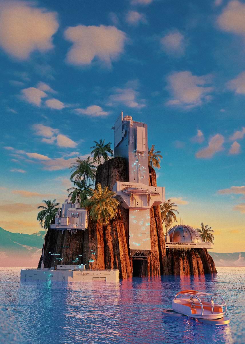 'Data Island' Poster, picture, metal print, paint by Shorsh | Displate