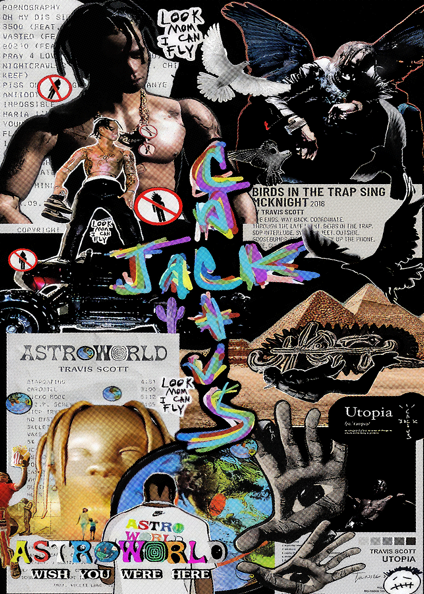 Travis Scott Poster Set – 3-teilige Leinwanddrucke Mit Album-Motiven | Wanddekoration Für Musikfans