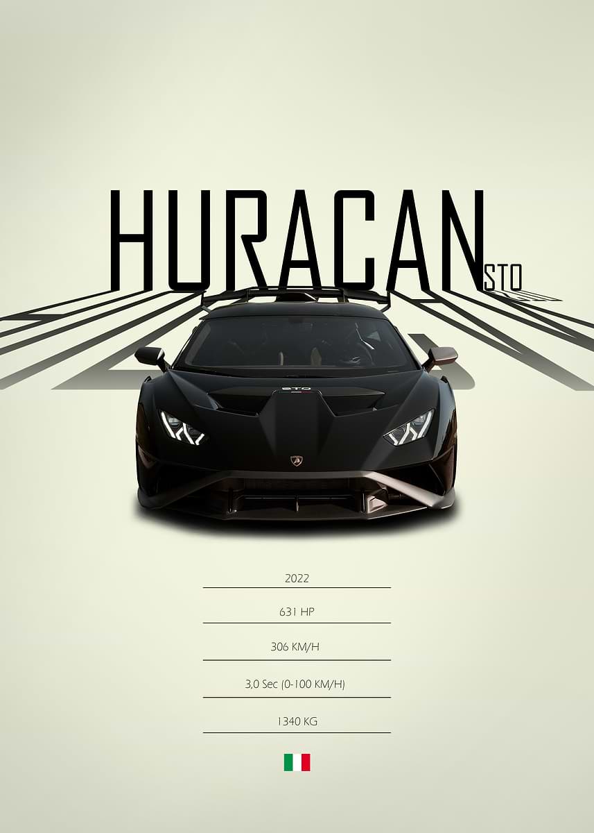 2022 Lamborghini Huracan STO' Poster, picture, metal print, paint