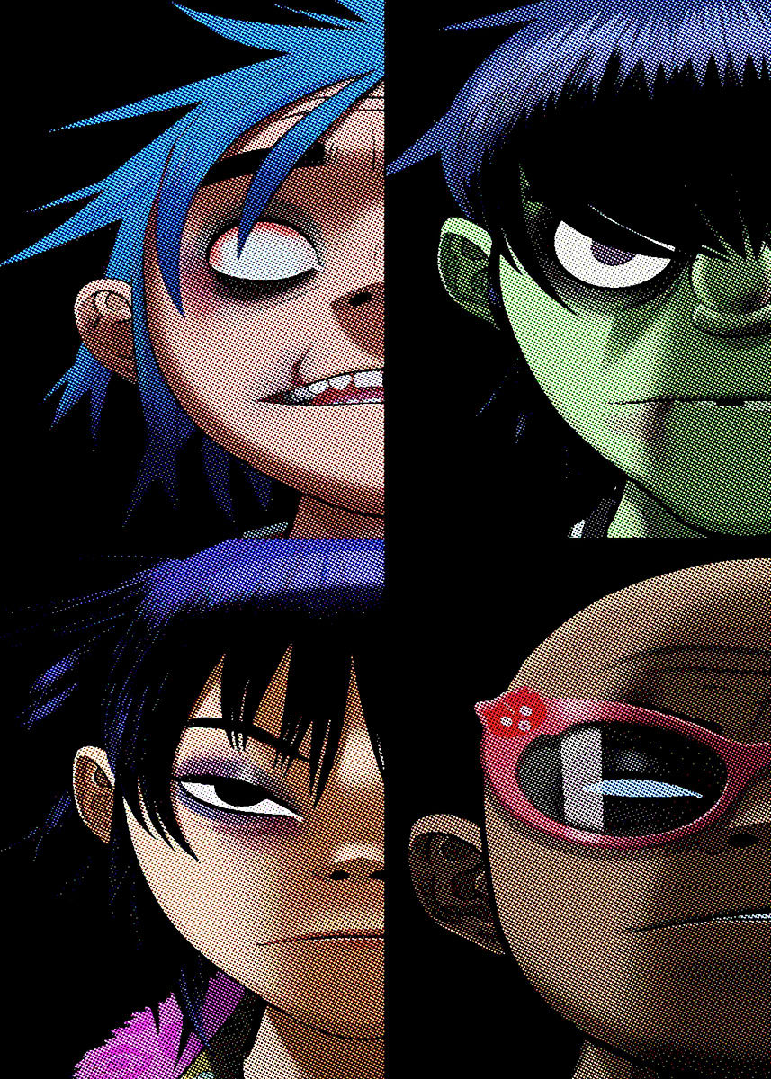 Gorillaz Band Members' Poster, picture, metal print, paint by