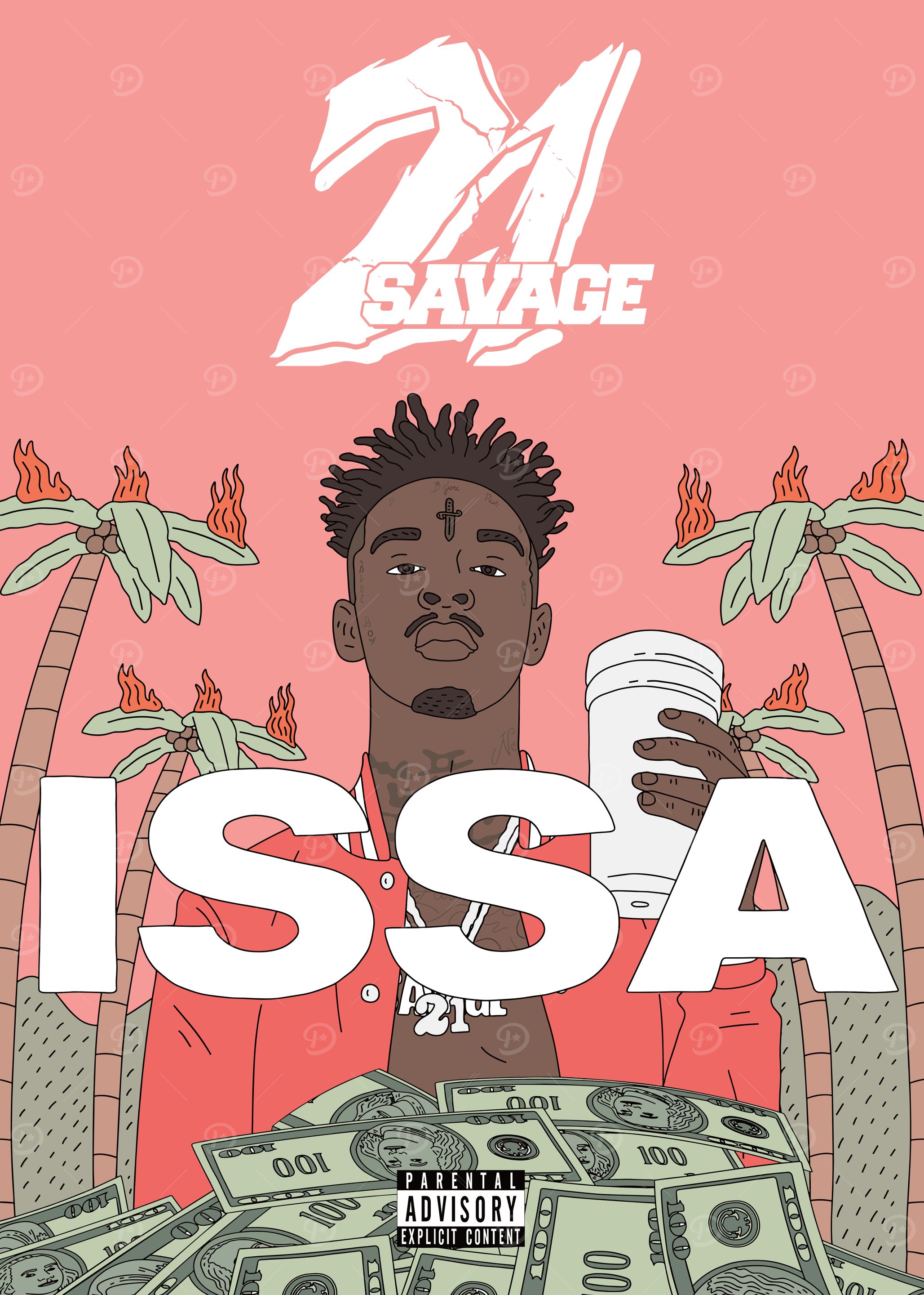21 Savage Issa Album Cover' Poster, picture, metal print, paint by