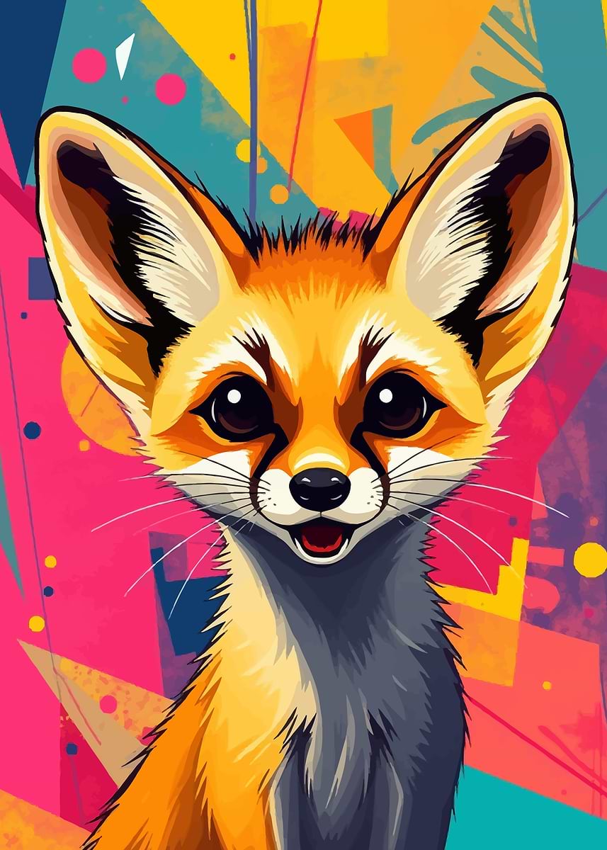 Cute Fennec Fox Pop Art' Poster, picture, metal print, paint by