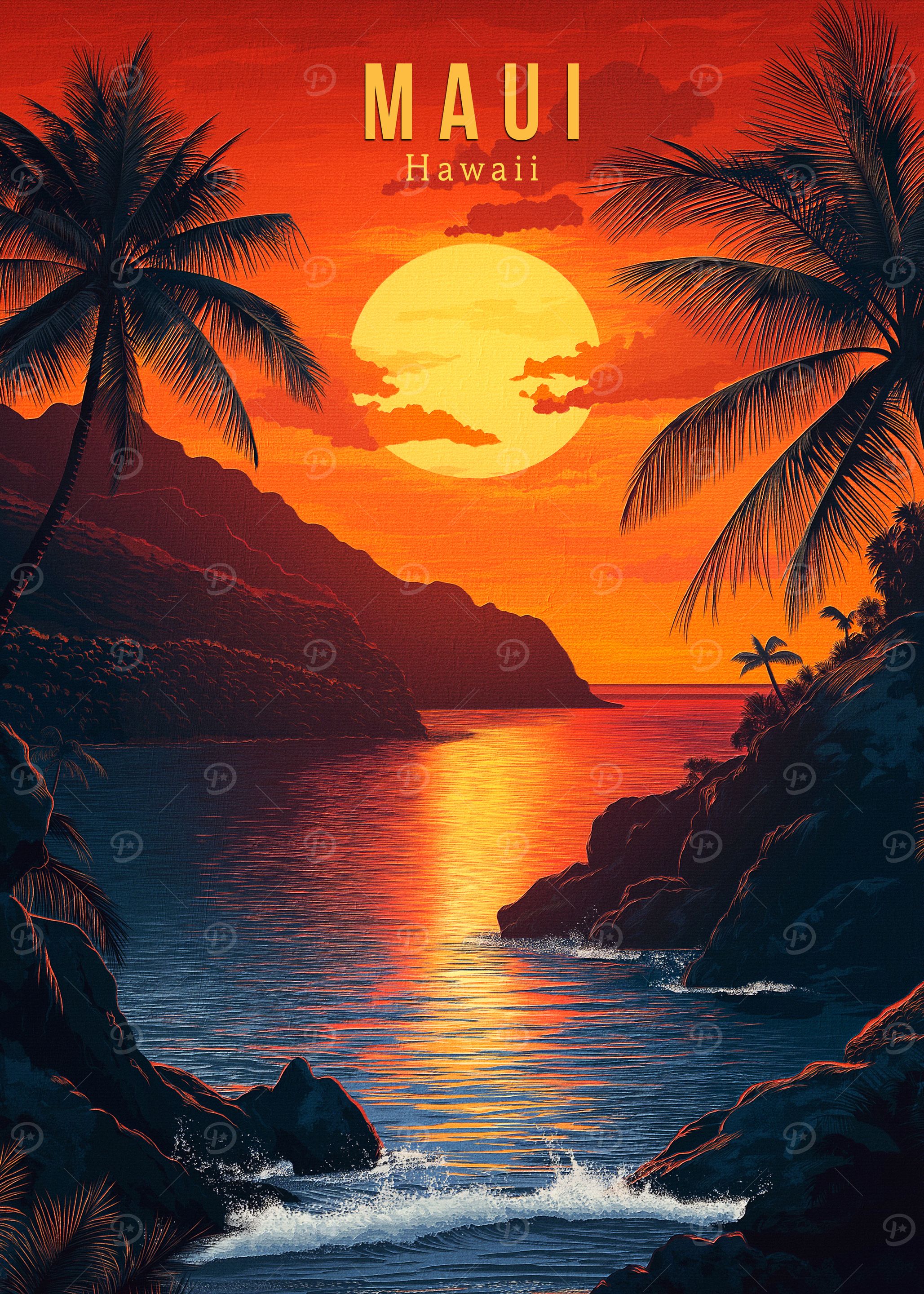 Maui Hawaii Travel Poster ' Poster, picture, metal print, paint by