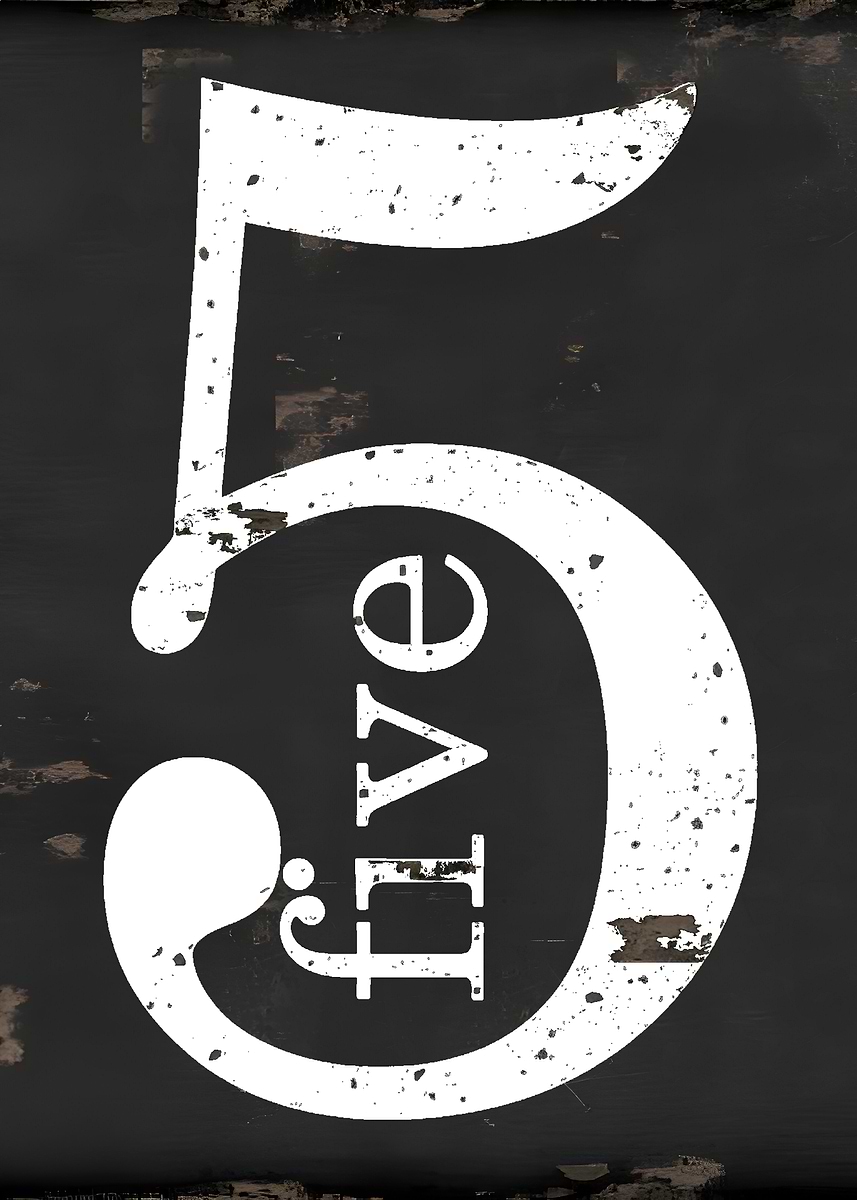 'Number Five Sign' Poster, picture, metal print, paint by HUGO | Displate