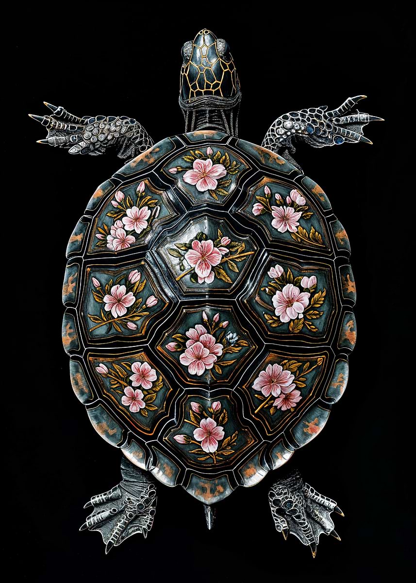 'Floral Turtle Shell' Poster, picture, metal print, paint by SuperNova ...