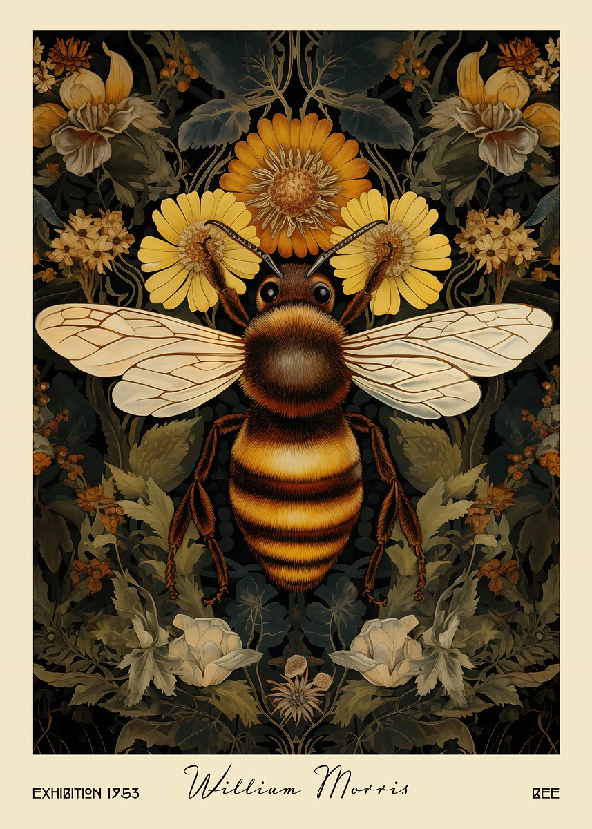 William Morris Bee and Flowers Art' Poster, picture, metal print