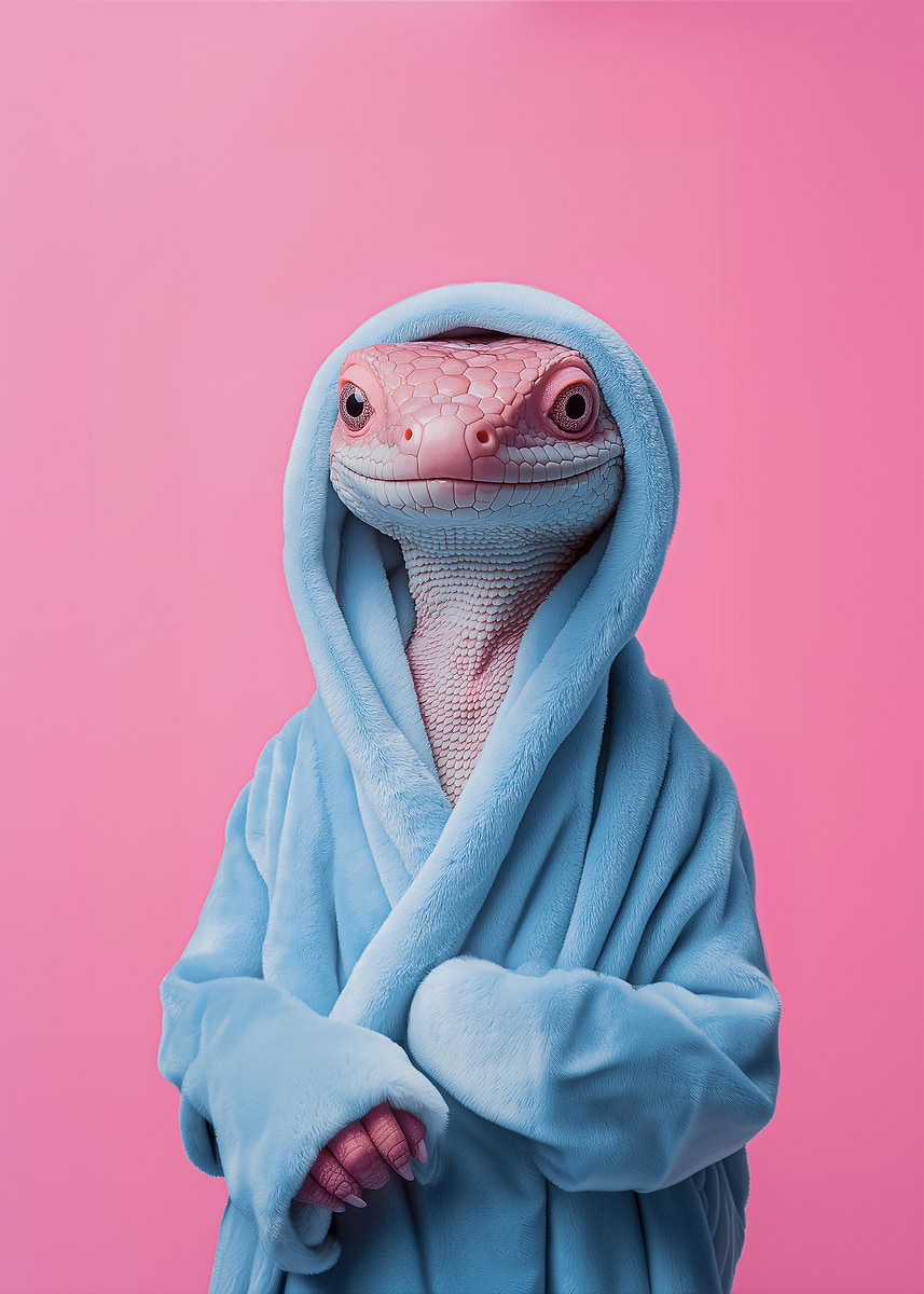 Lizardfolk Robe 'Lizard in a Robe' Poster, picture, metal print, paint by Moon Elf ...