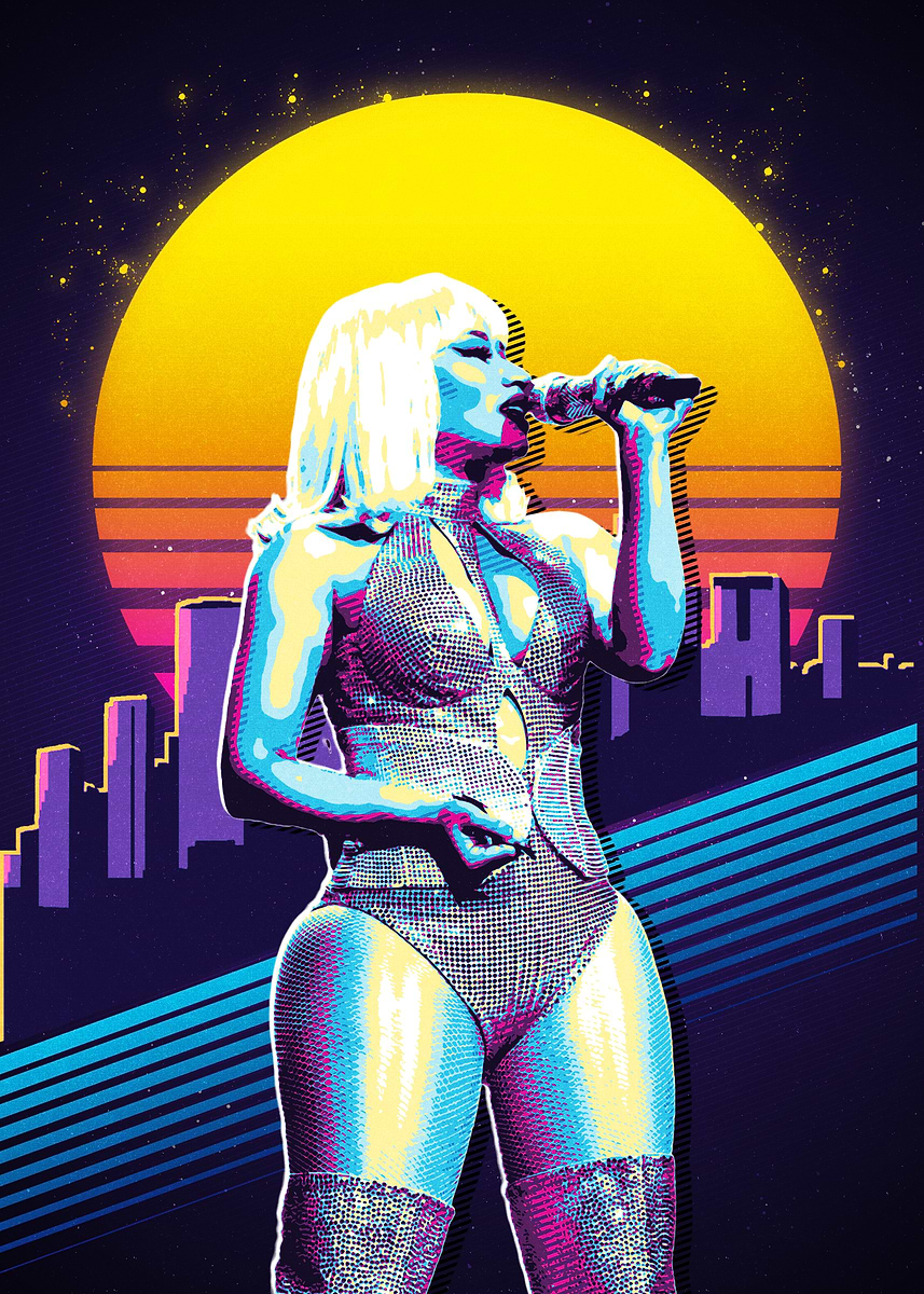 Nicki minaj retro' Poster, picture, metal print, paint by Rose Art