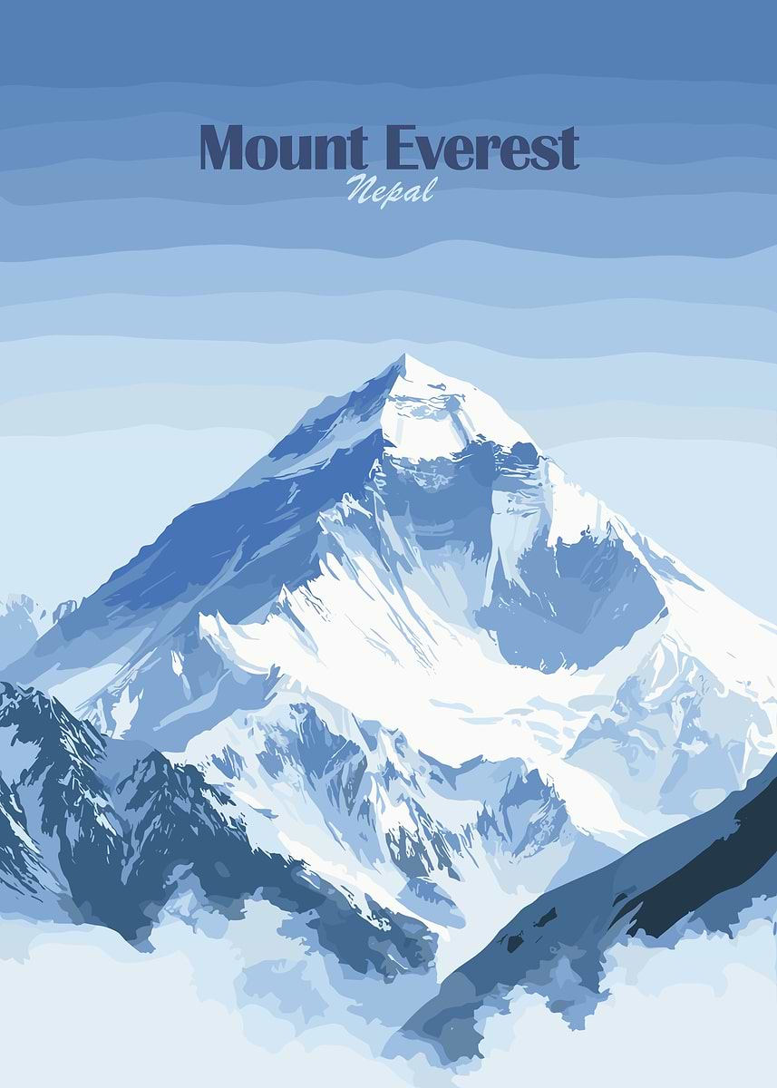 Mount Everest Illustration' Poster, picture, metal print, paint by