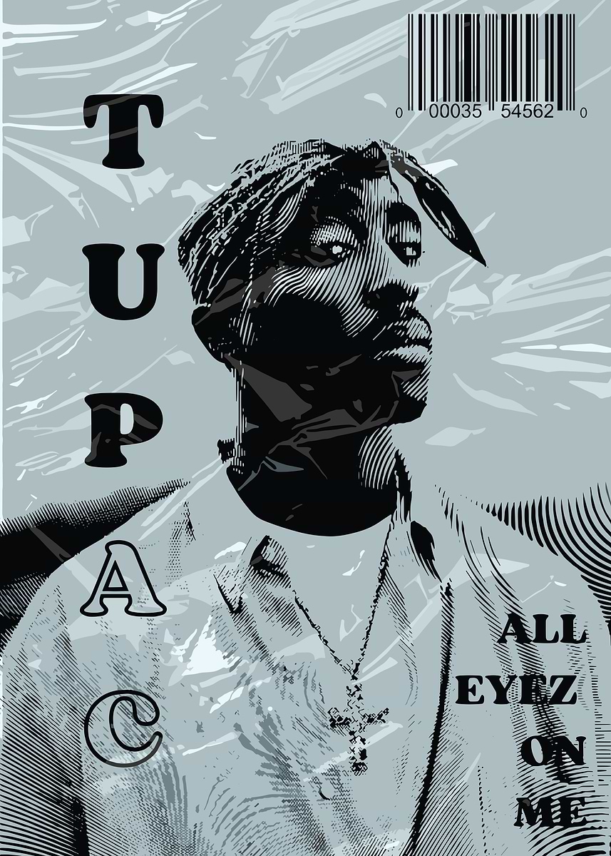 Tupac Shakur Portrait' Poster, picture, metal print, paint by