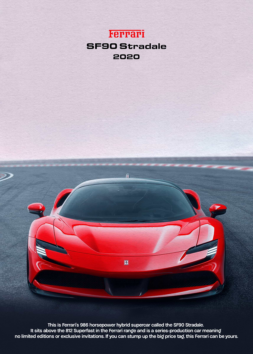 Ferrari SF90 Stradale' Poster, picture, metal print, paint