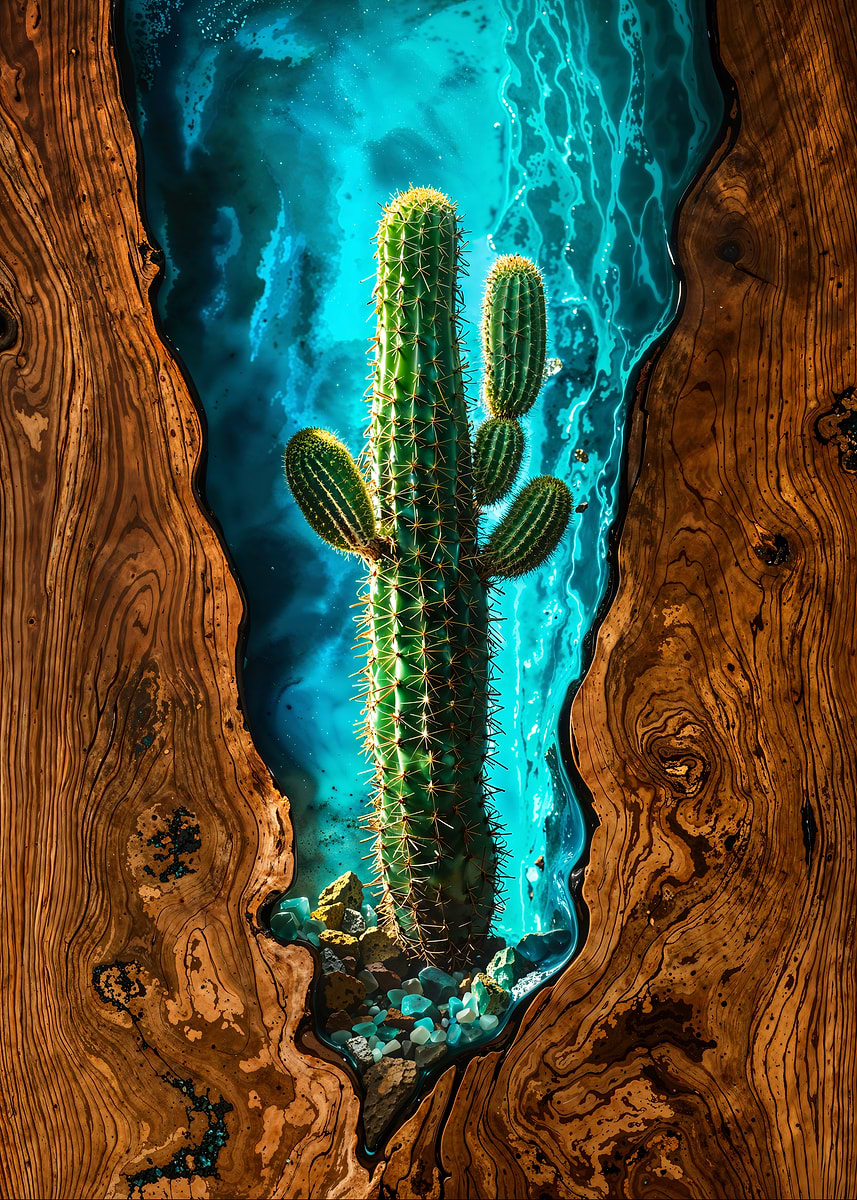 Desert Oasis Resin Art — from the Enchanted Woodlands collection, a Pixaverse metal print