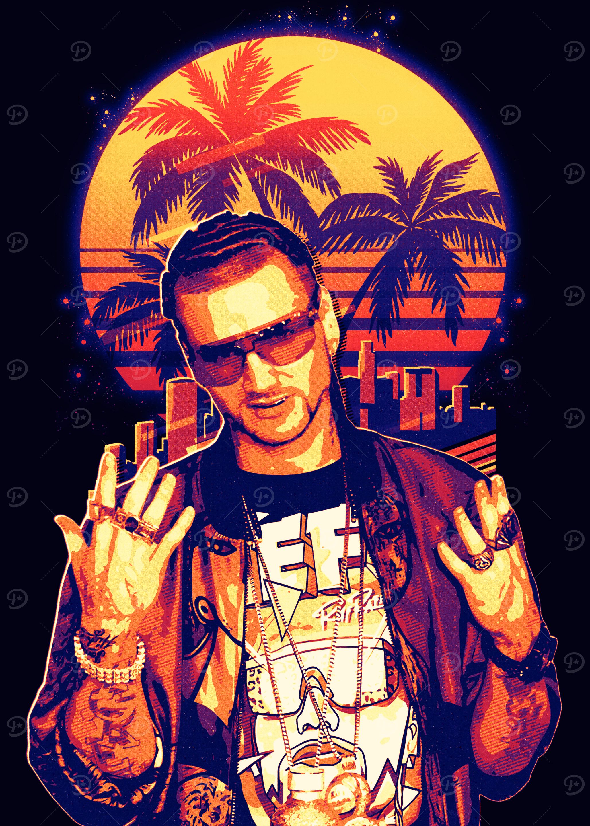 'Riff Raff Rapper Retro Portrait' Poster, picture, metal print, paint ...