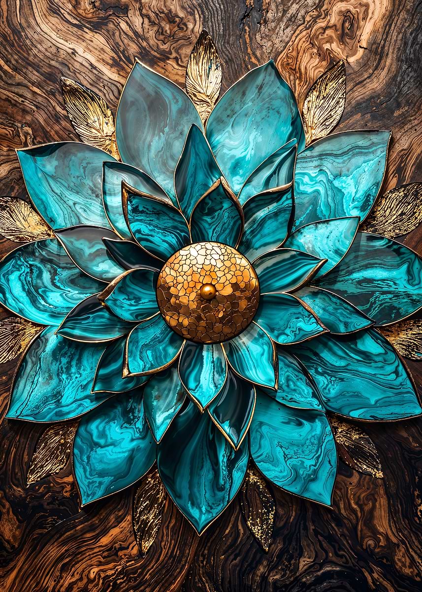 Wood and Gold Harmony' Poster, picture, metal print, paint by