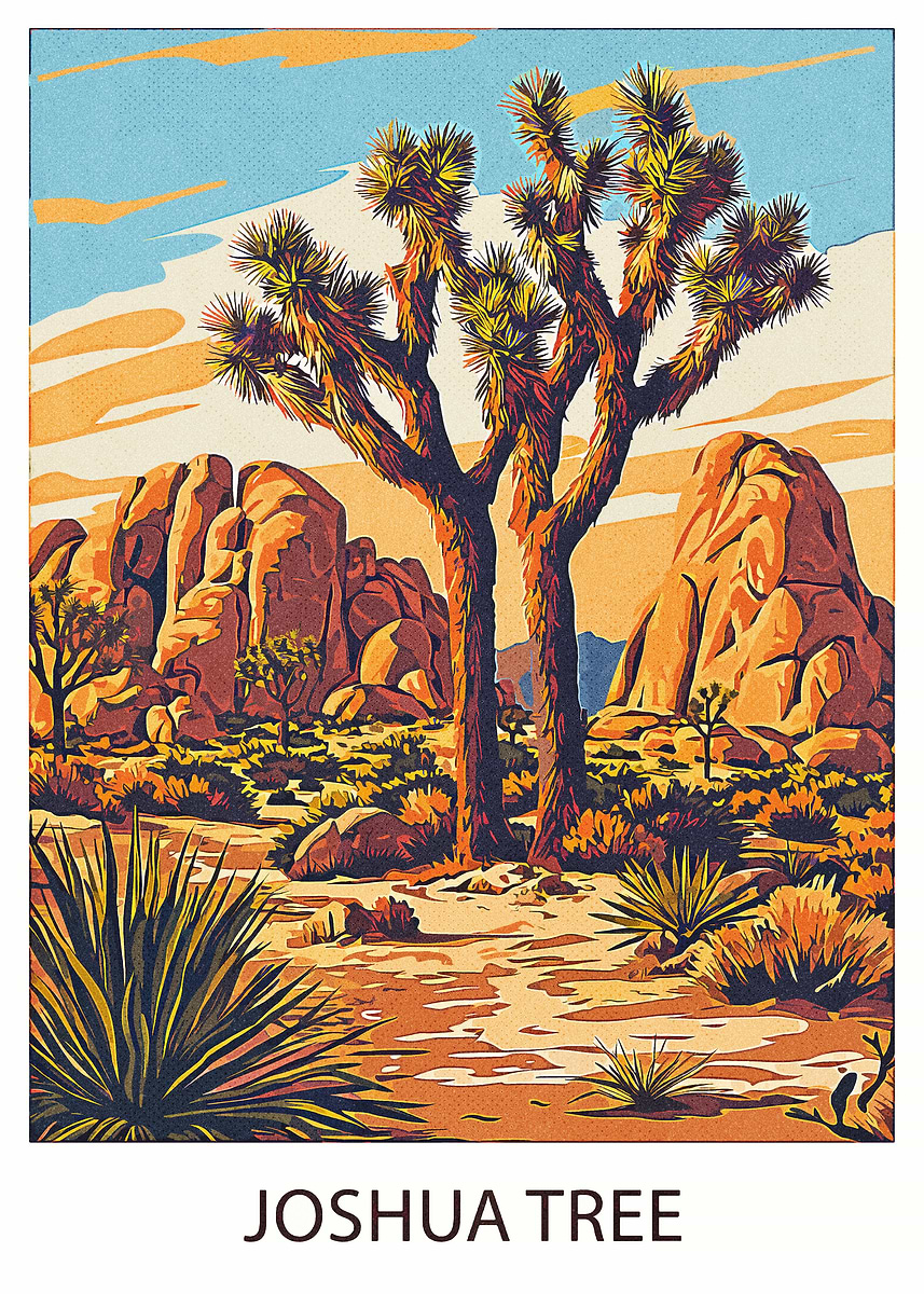 Joshua Tree National Park' Poster, picture, metal print, paint by
