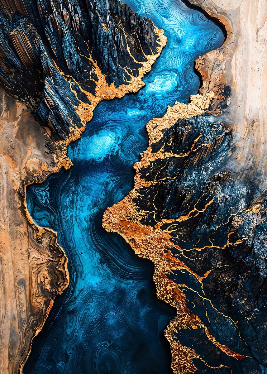 Iceland River Resin Art — from the Enchanted Woodlands collection, a Pixaverse metal print