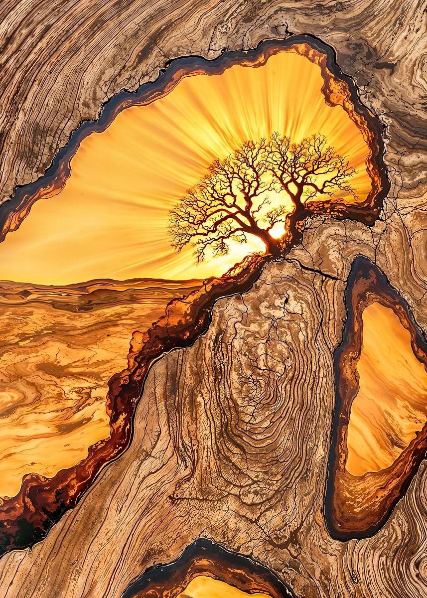 Golden Hour Resin Art — from the Enchanted Woodlands collection, a Pixaverse metal print