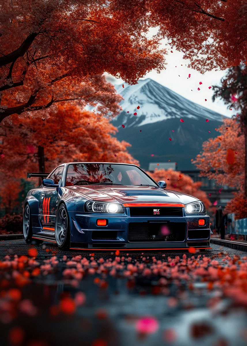 Nissan Skyline R34 in Japan' Poster, picture, metal print, paint