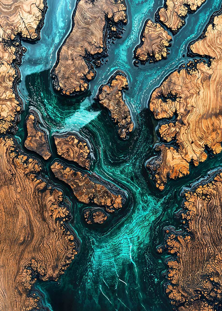 Abstract River Delta — from the Enchanted Woodlands collection, a Pixaverse metal print