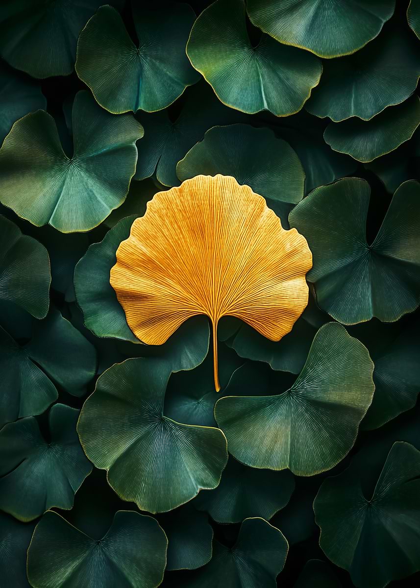 Golden Ginkgo Leaf' Poster, picture, metal print, paint by K3xiao