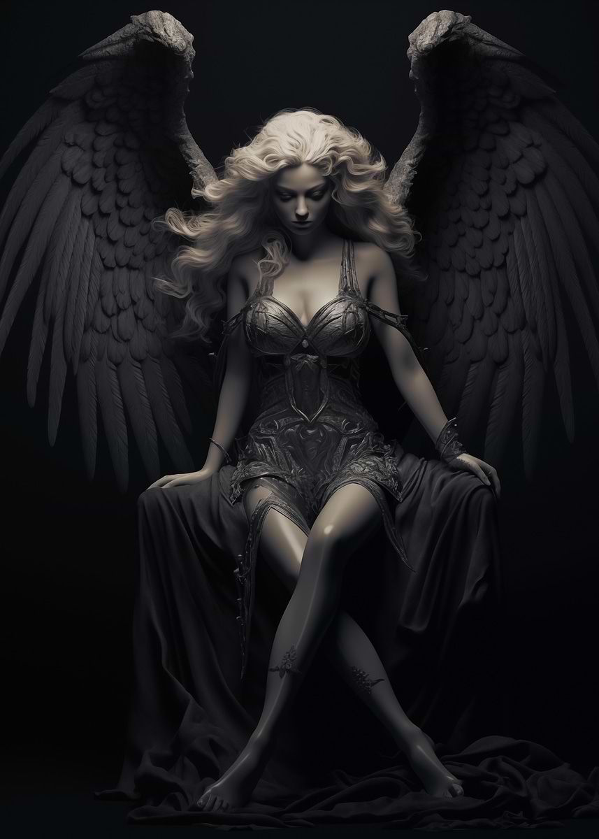 Dark Angel with Wings' Poster, picture, metal print, paint by