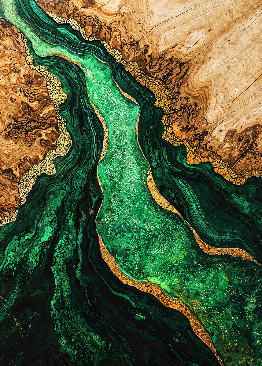Emerald River Wood Art — from the Enchanted Woodlands collection, a Pixaverse metal print