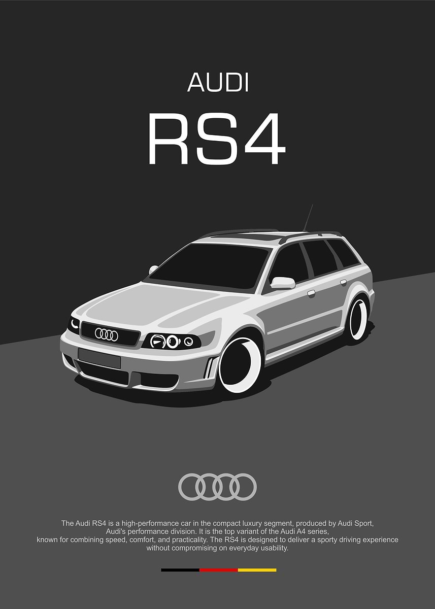 Audi RS4 B5' Poster, picture, metal print, paint by Kaminarirace