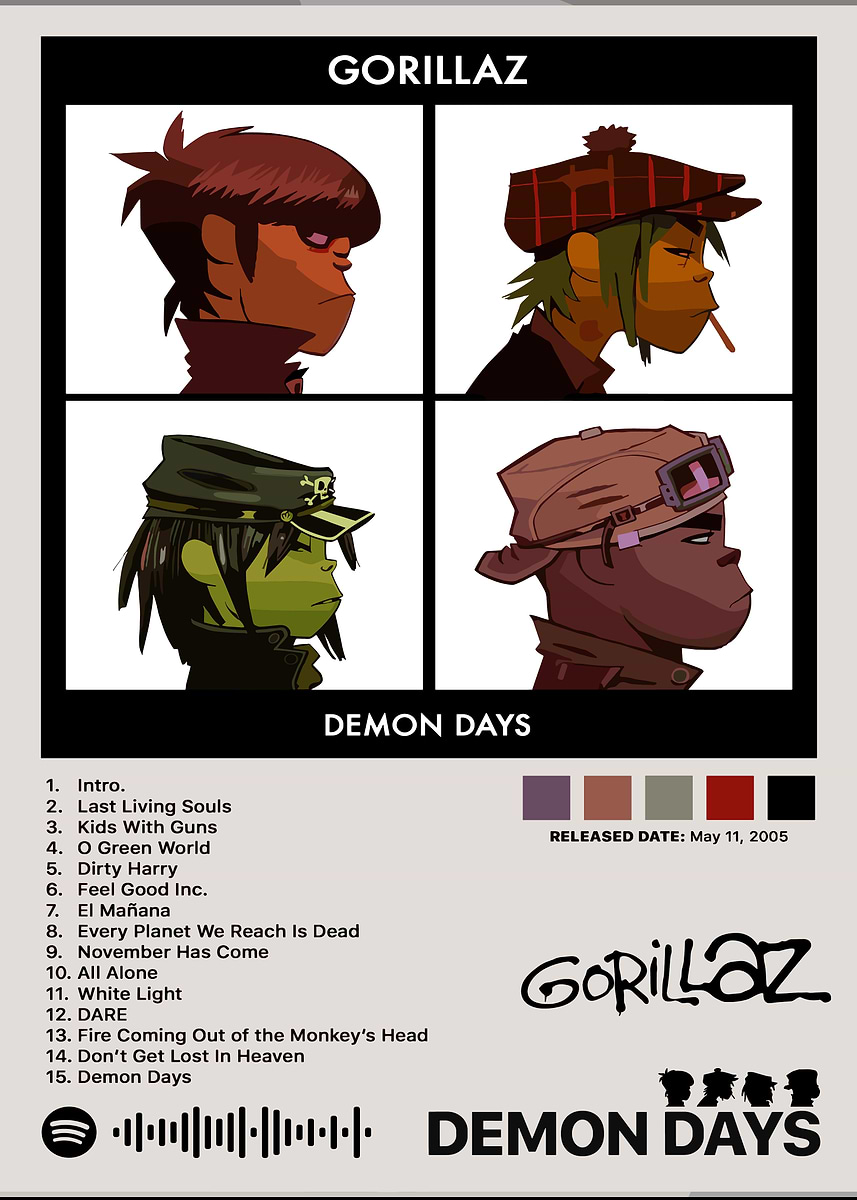 Golliraz Demon Daysポスター DEMON DAYS（映画ポスター） : r/gorillaz