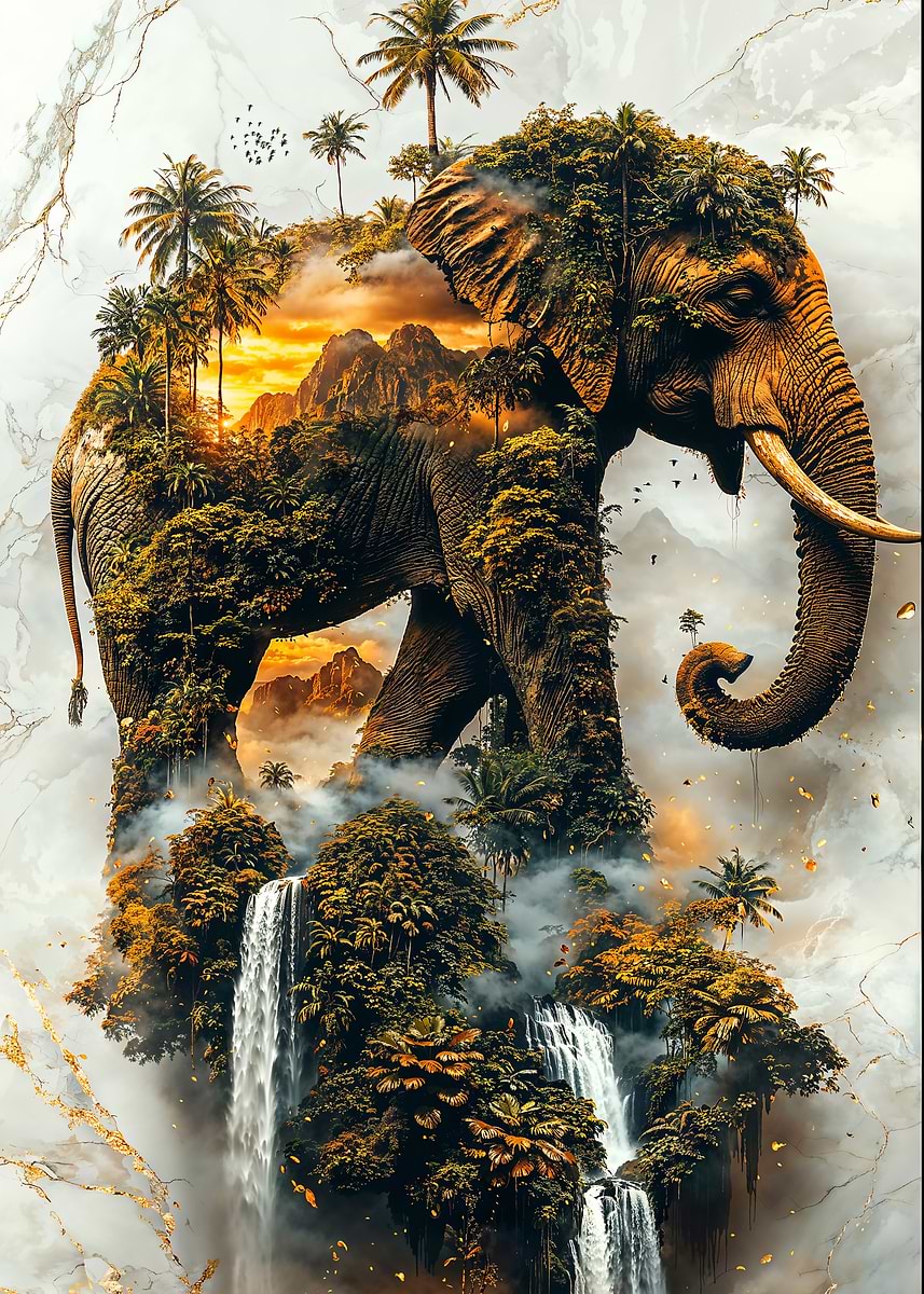 Elephant's Sacred Domain — from the Avatars Of Nature collection, a Pixaverse metal print