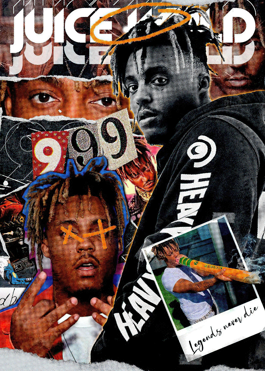 Toile Décorative Juice WRLD - Collage Pochettes D'album, Prête à Accrocher