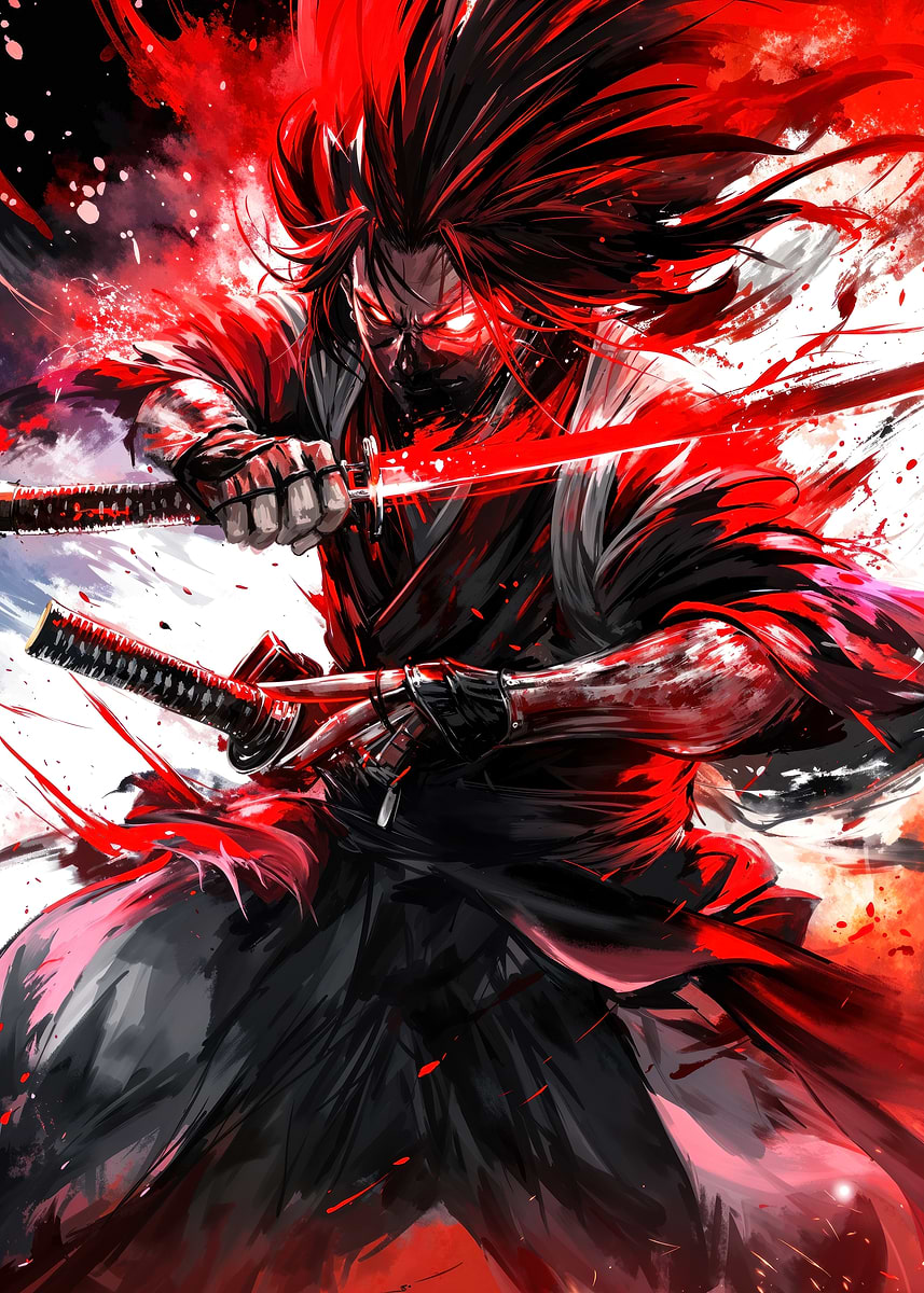 Samurai Warrior rage' Poster, picture, metal print, paint by Adel