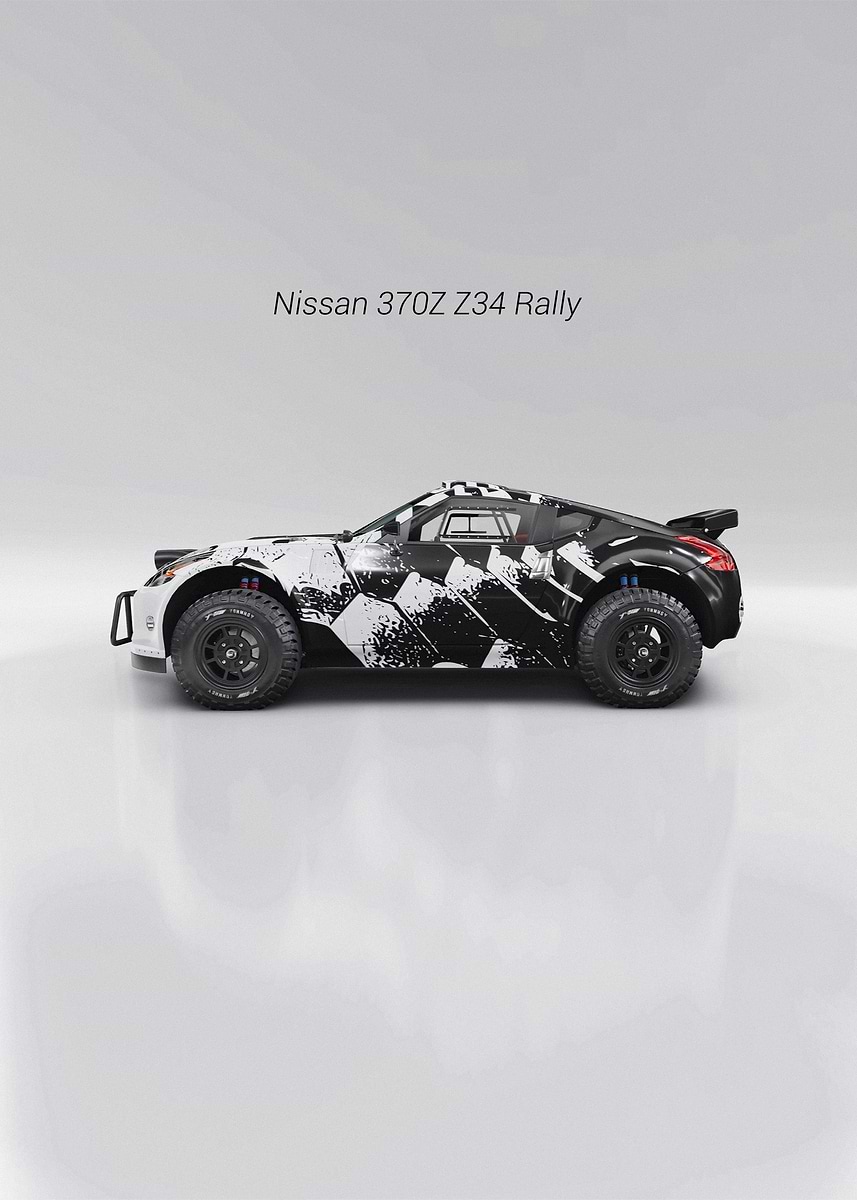 Nissan 370Z Z34 Rally' Poster, picture, metal print, paint by One