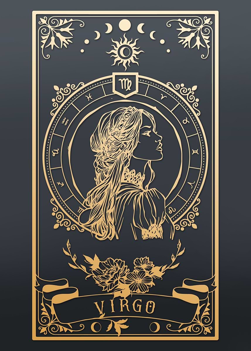 Virgo Zodiac Sign Illustration Tarot card' Poster, picture, metal