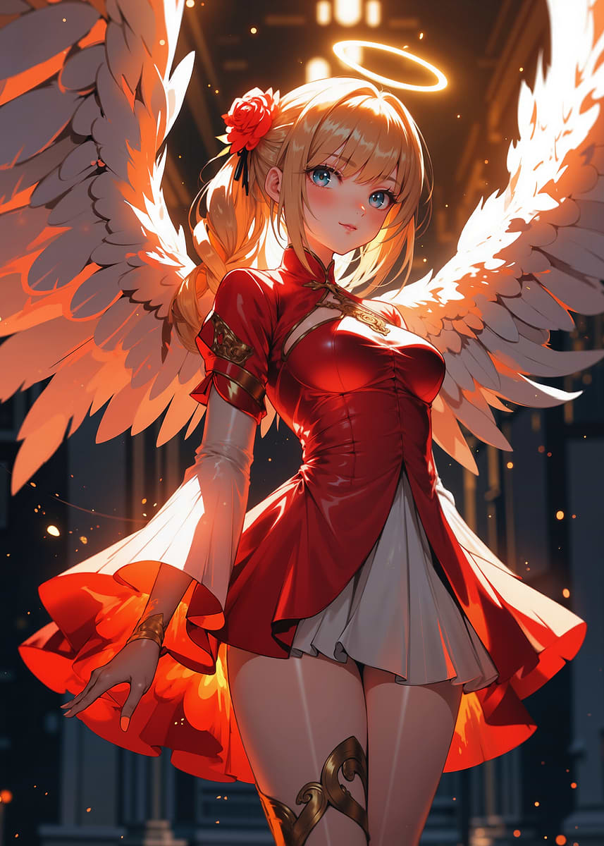 angel in a red dress Angel in Red Dress
