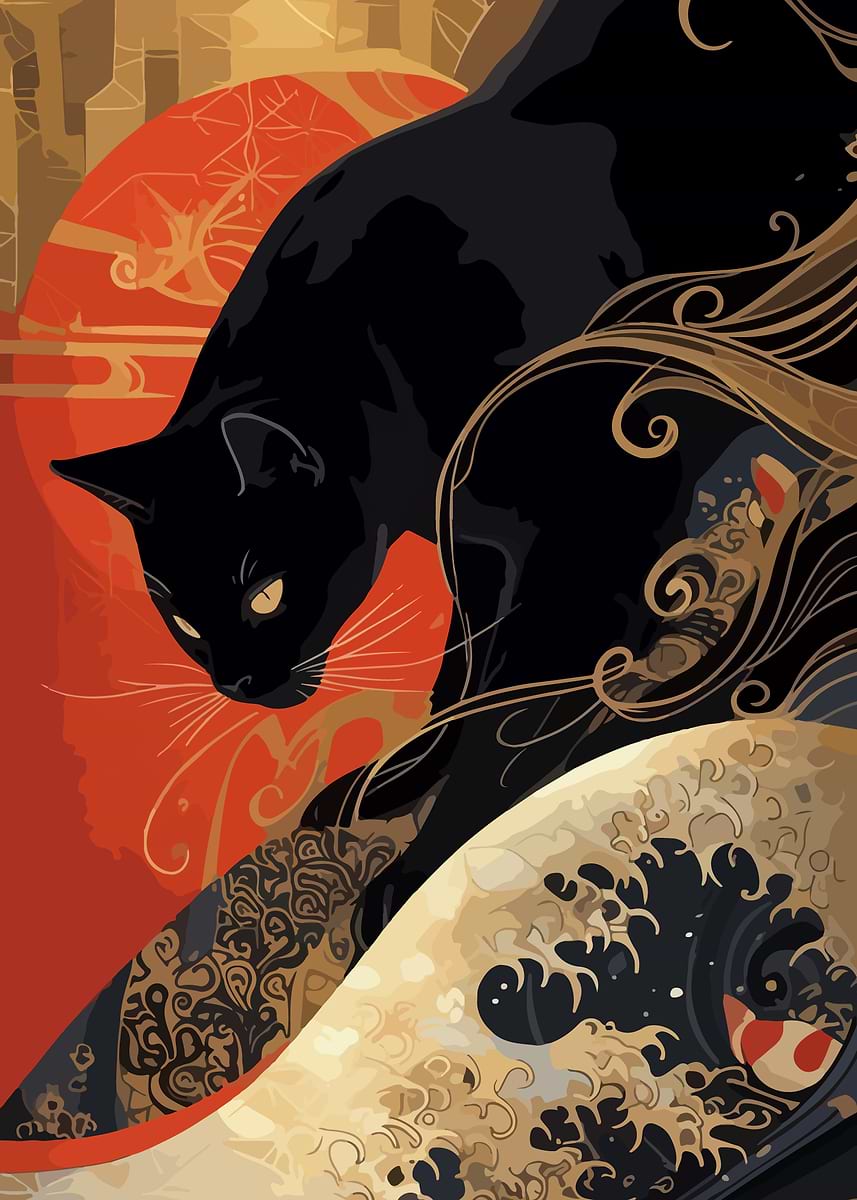 Displate ディスプレイット黒化け猫　メタルポースター 日本最大のブランド Displate ディスプレイット黒化け猫 メタル