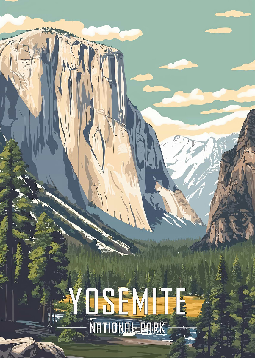 Yosemite National Park Poster' Poster, picture, metal print, paint