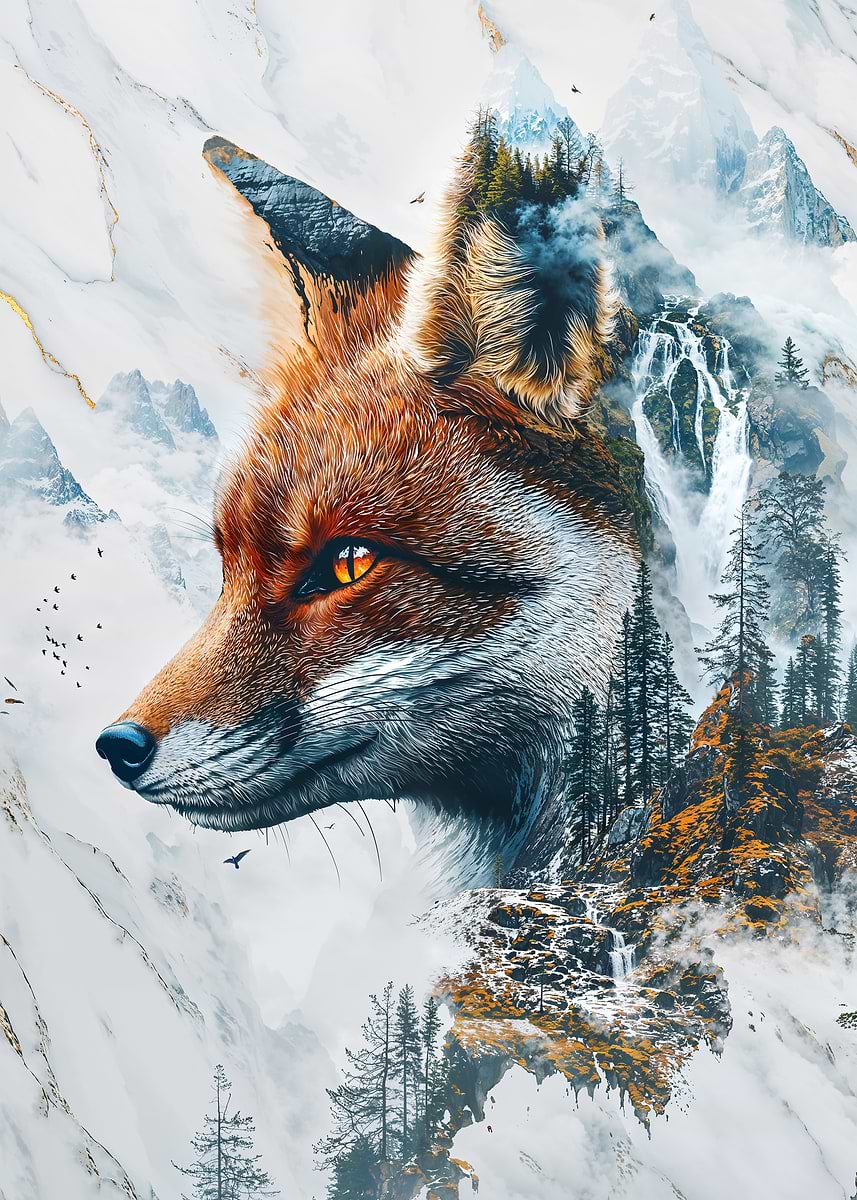 The Fox's Mystic Domain — from the Avatars Of Nature collection, a Pixaverse metal print