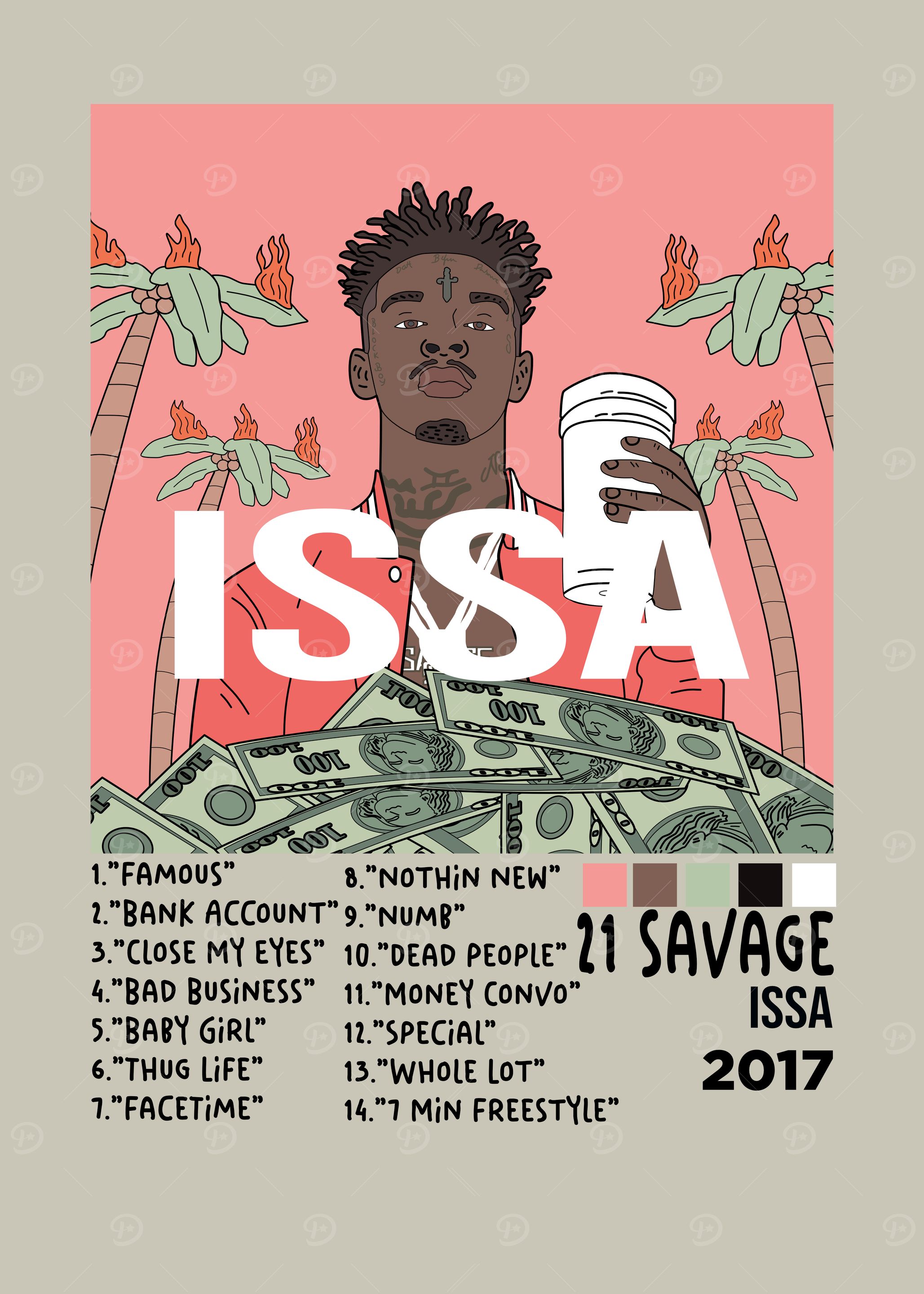 21 Savage Issa Album Cover' Poster, picture, metal print, paint by