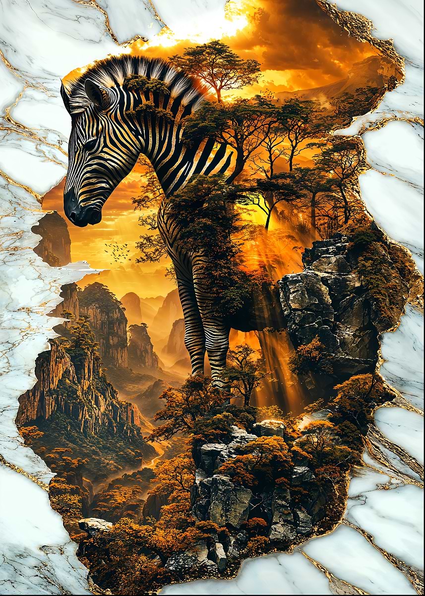 Spirit of the Savanna — from the Avatars Of Nature collection, a Pixaverse metal print