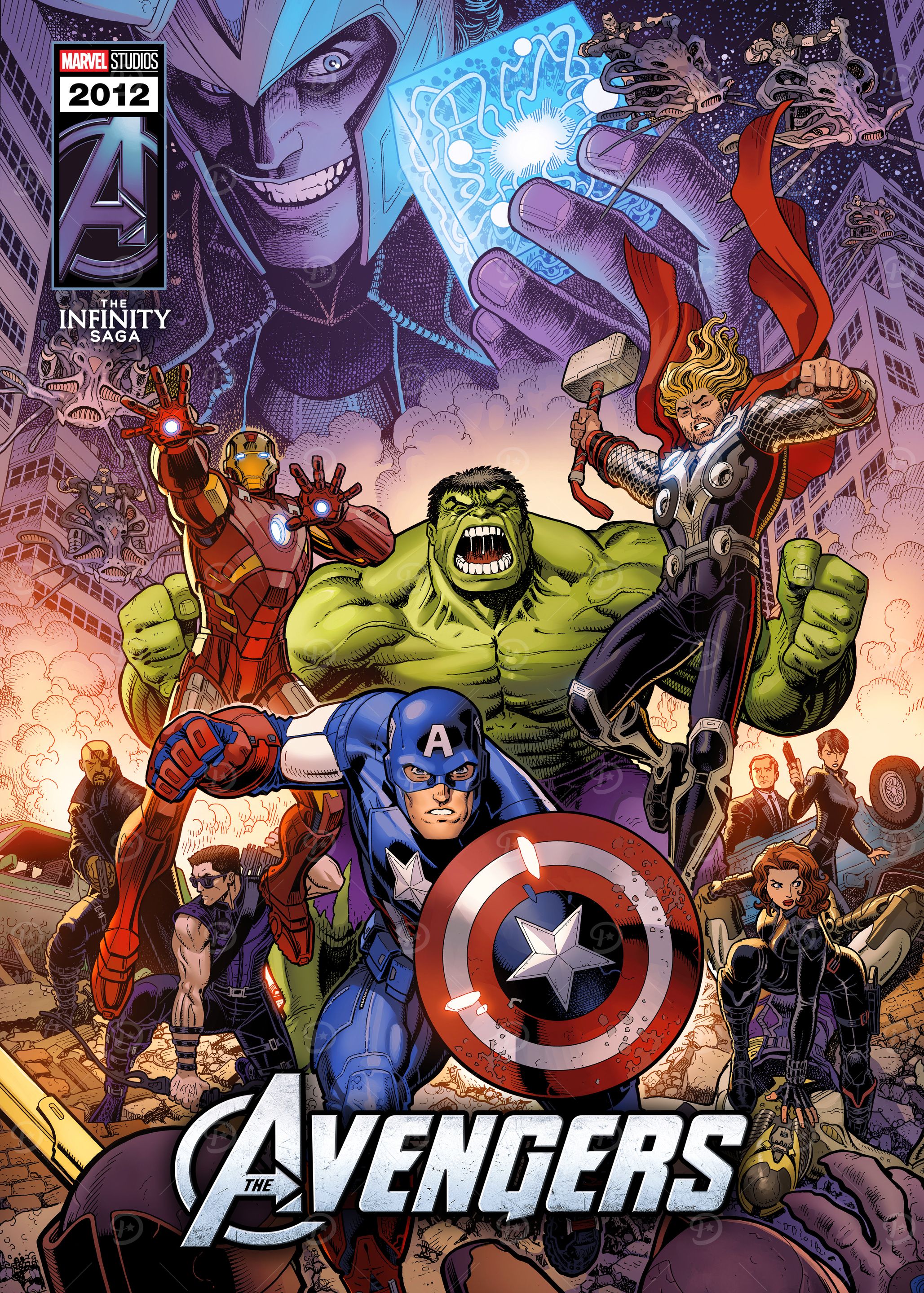 Avenger Group Comic' Poster, picture, metal print, paint by Marvel